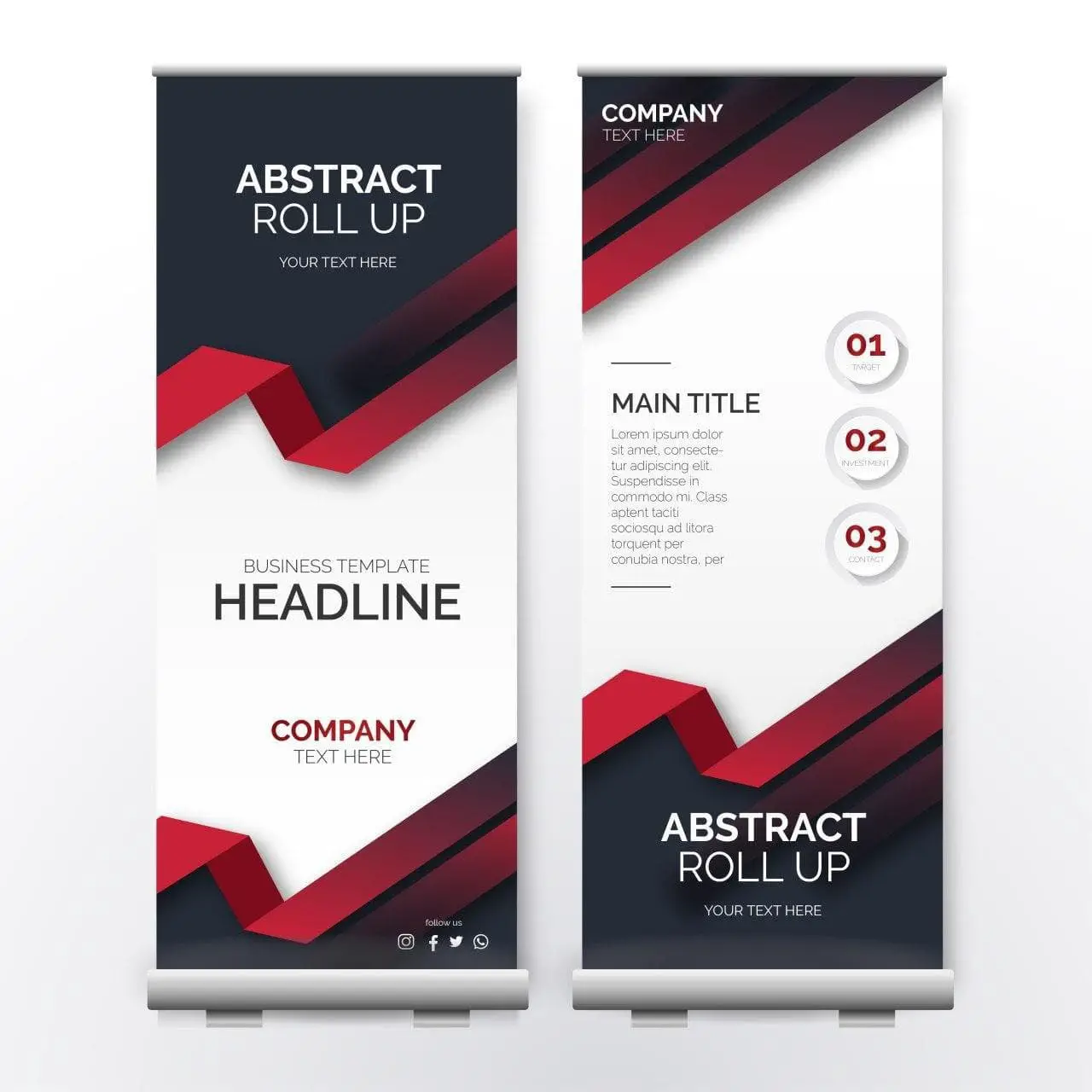 Abstract Roll Up Template with Red Shapes