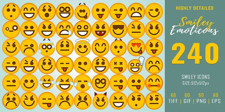 240 Smiley Emoticons Icons Pack