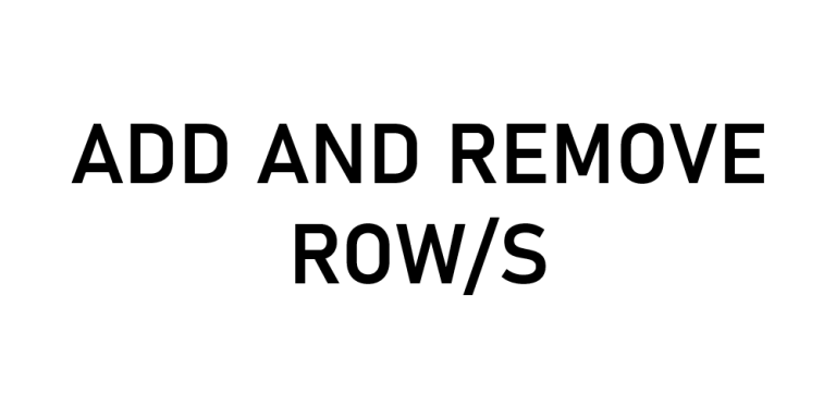 Add and Delete Row