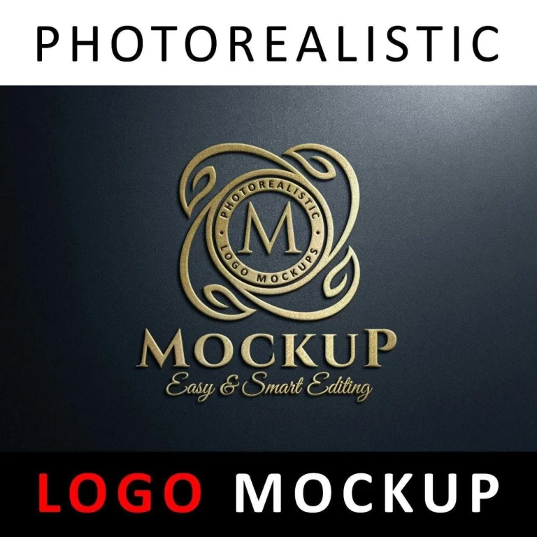 Logo Mockup 3D Golden Logo on Wall