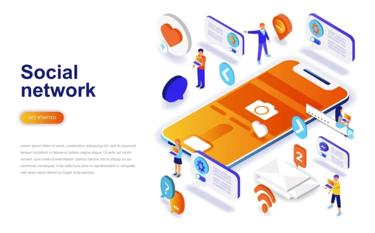 Social Network Flat Design Isometric Concept