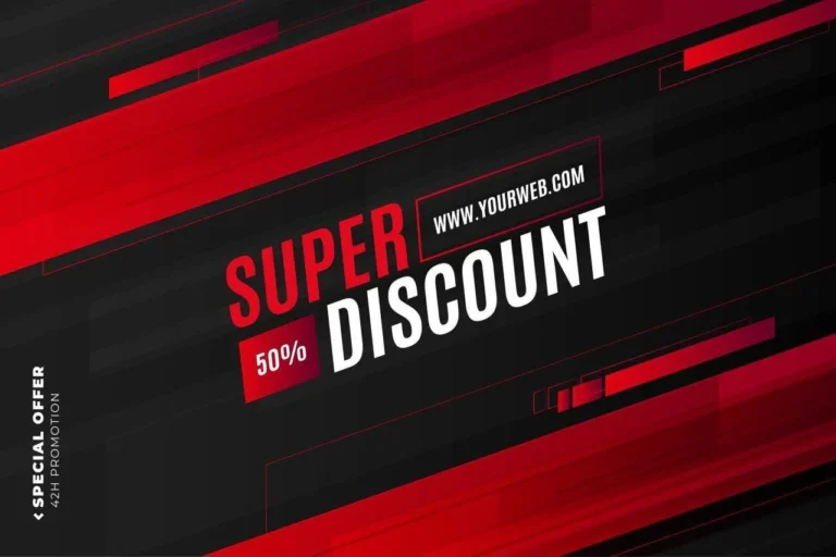 Super Discount Banner Template with Red Shapes