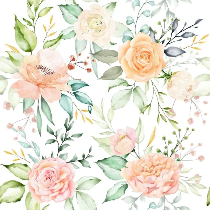 watercolor-floral-flowers-golden-circle-frame-vintage-2